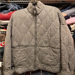 Zara Quilted Jacket in Light Gray